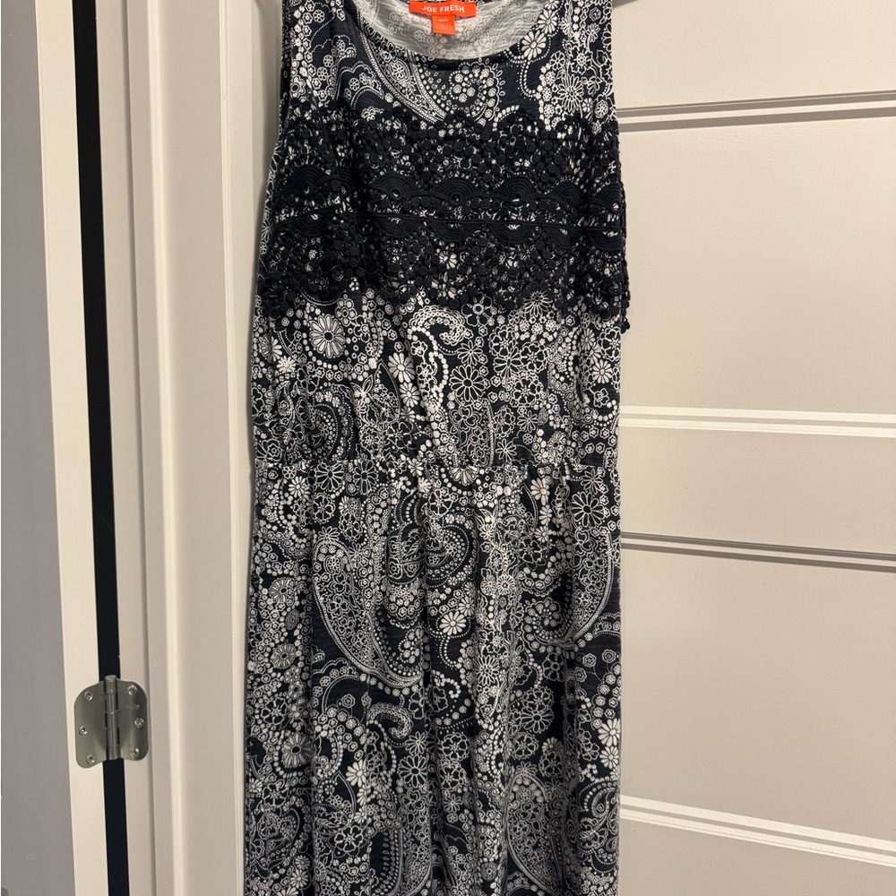 Blue and White Paisley Lace Dress